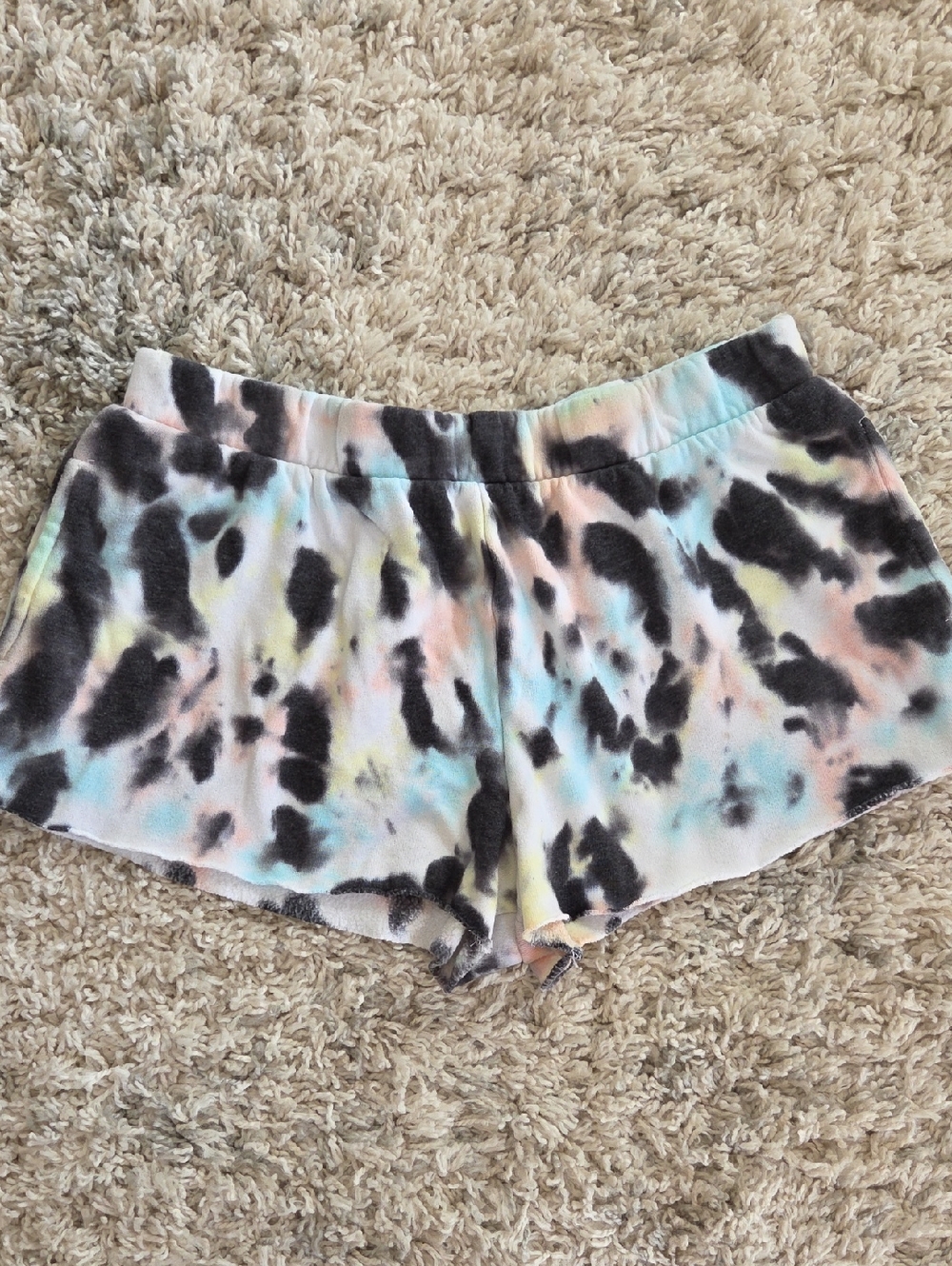 Colsie Pastel Tie-Dye Lounge Shorts with Black Spots